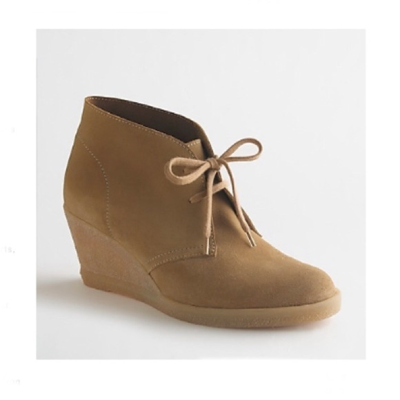 J. Crew Suede Lace Up Wedge Boots size 6 Tan - Picture 1 of 9